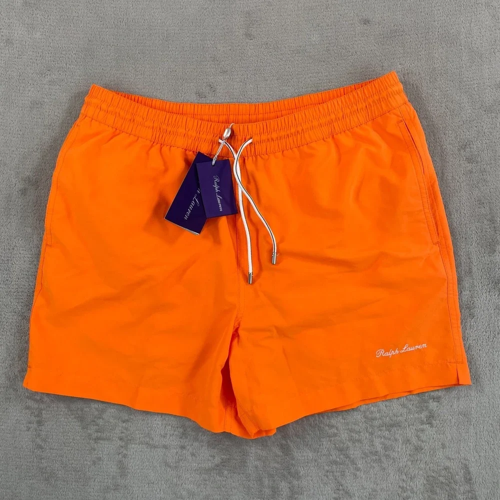 Polo Ralph Lauren Purple Label Amalfi Swim Trunks Men Medium Orange Pop NWT $295